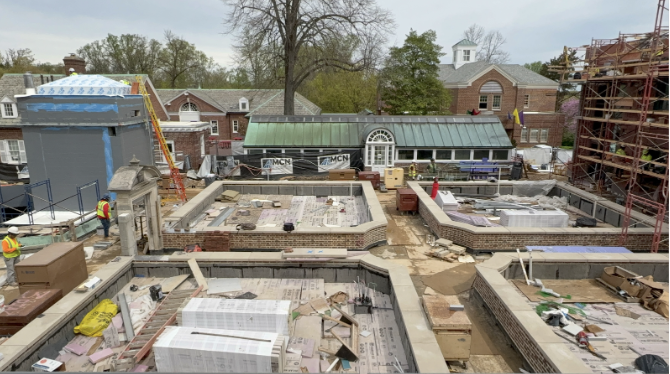 A panoramic view of the inside building area from a balcony. Here is where the Four Square Garden will be built. (Selena Said/International Dateline)